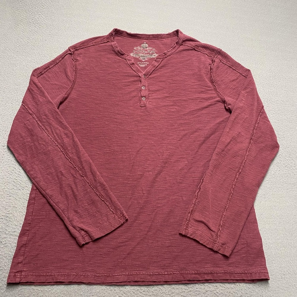 Helix Shirt Mens XL Red Long Sleeve Slub Cotton Henley Tagless Grunge Goth‎